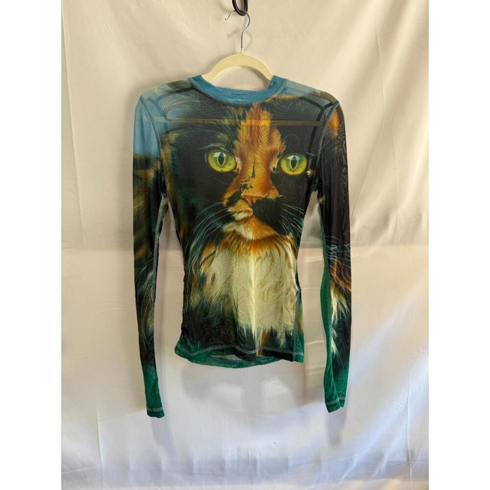 JW Anderson Cat Graphic Multicolor Mesh Top Size S with Fabric Pull - Picture 4 of 10